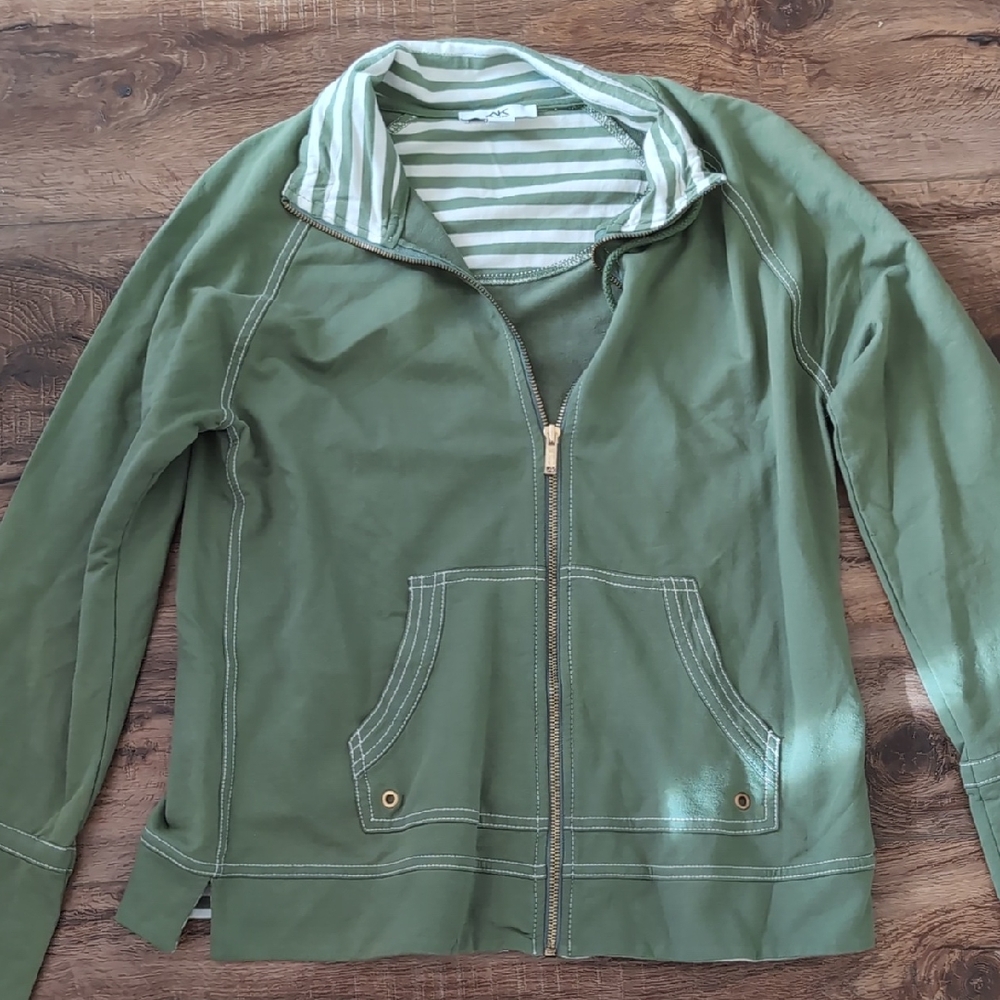 Anne Klein Sport Olive Green Zip-Up  Jacket